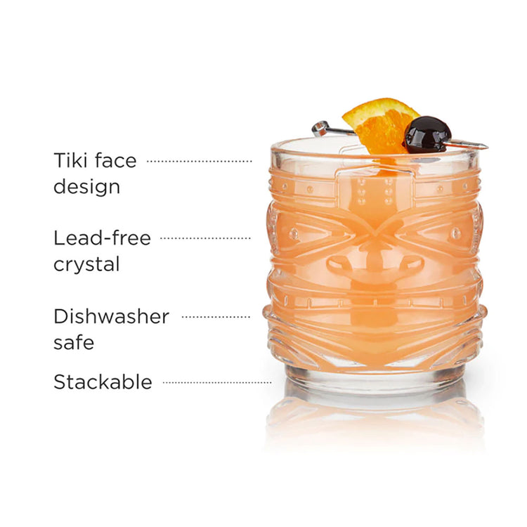 Crystal Tiki Lowball Cocktail Glasses Set Of 2