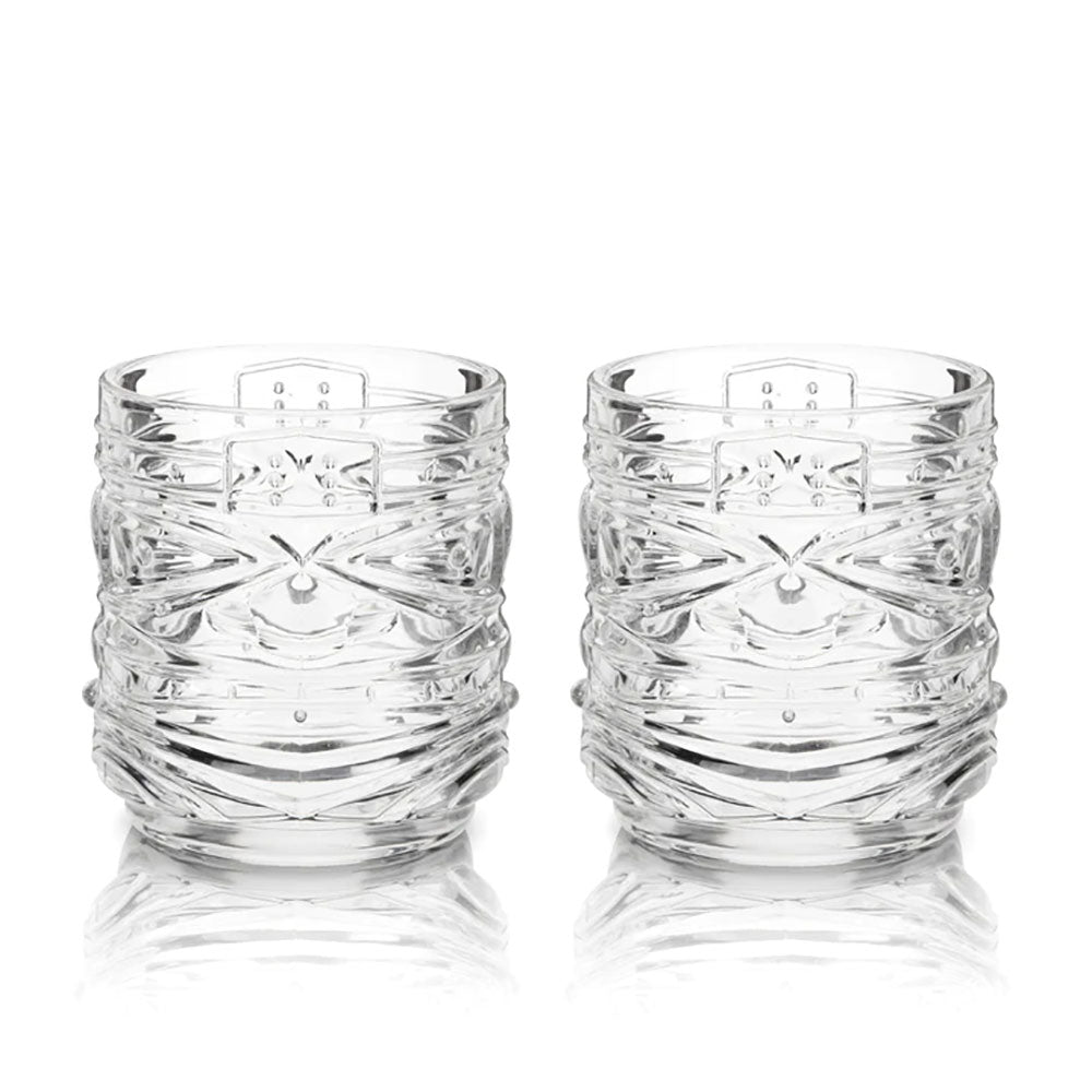 Crystal Tiki Lowball Cocktail Glasses Set Of 2