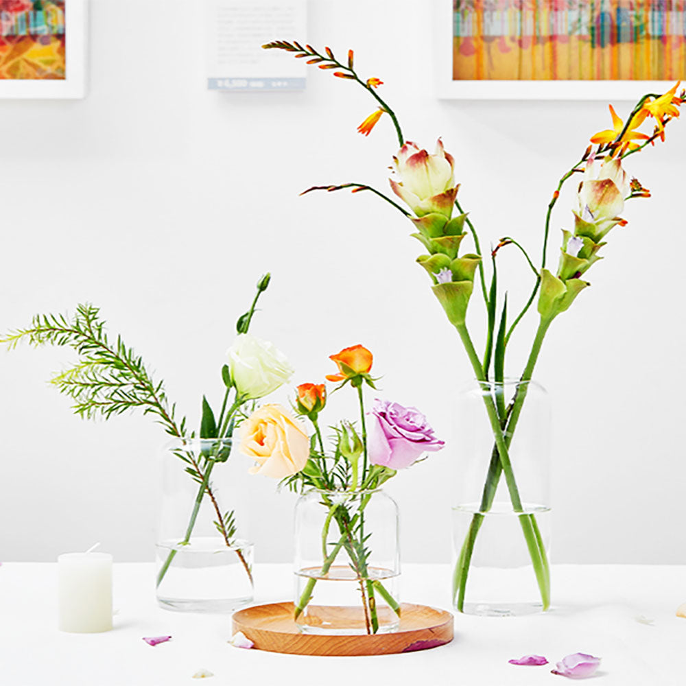 Amber Glass Bud Vase Set of 10 - Mini Vintage Vases for Wedding Decorations