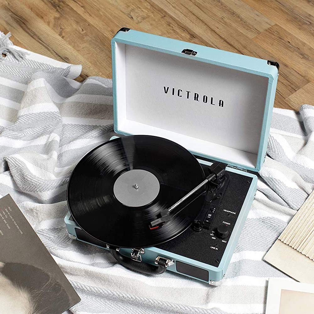 Bluetooth Suitcase Record Player with Built-In Speakers