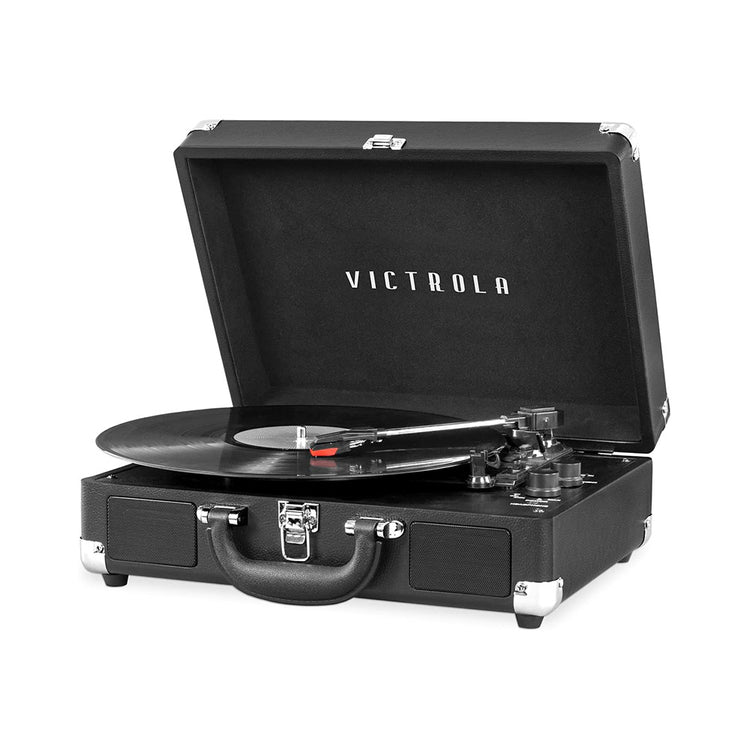 Bluetooth Suitcase Record Player with Built-In Speakers Black