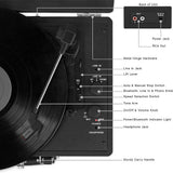 Bluetooth Suitcase Record Player with Built-In Speakers Black