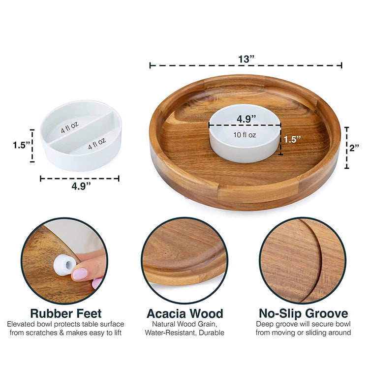 Chip and Dip Serving Set With 2 Dip Dishes