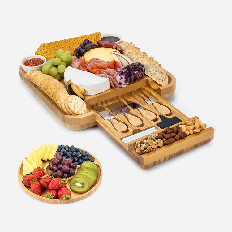 Large Charcuterie Bamboo Cheese Board Set