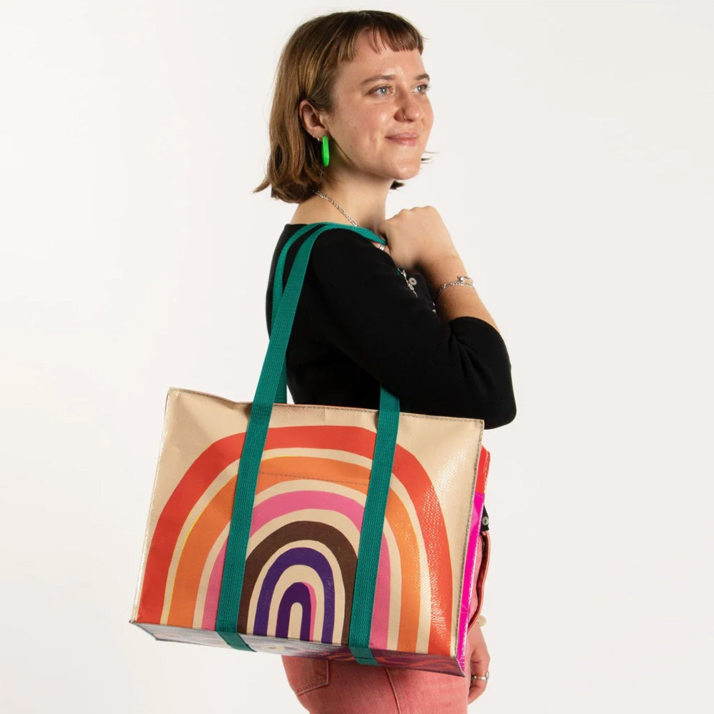 Rainbow Shoulder Tote Recycled Material