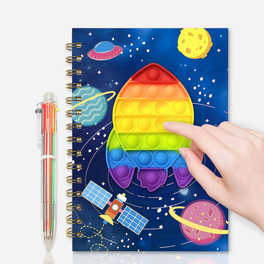 Pop Rocket Lined Spiral Notebook With 6 Multicolor Pen