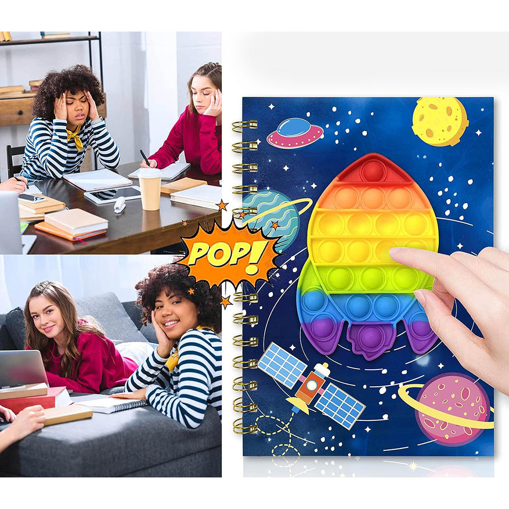 Pop Rocket Lined Spiral Notebook With 6 Multicolor Pen
