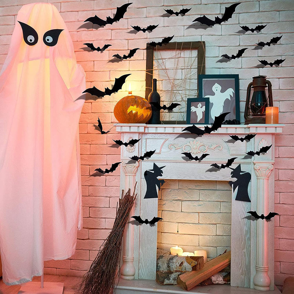 Halloween 3D Bats Wall Stickers Decoration 60PCS