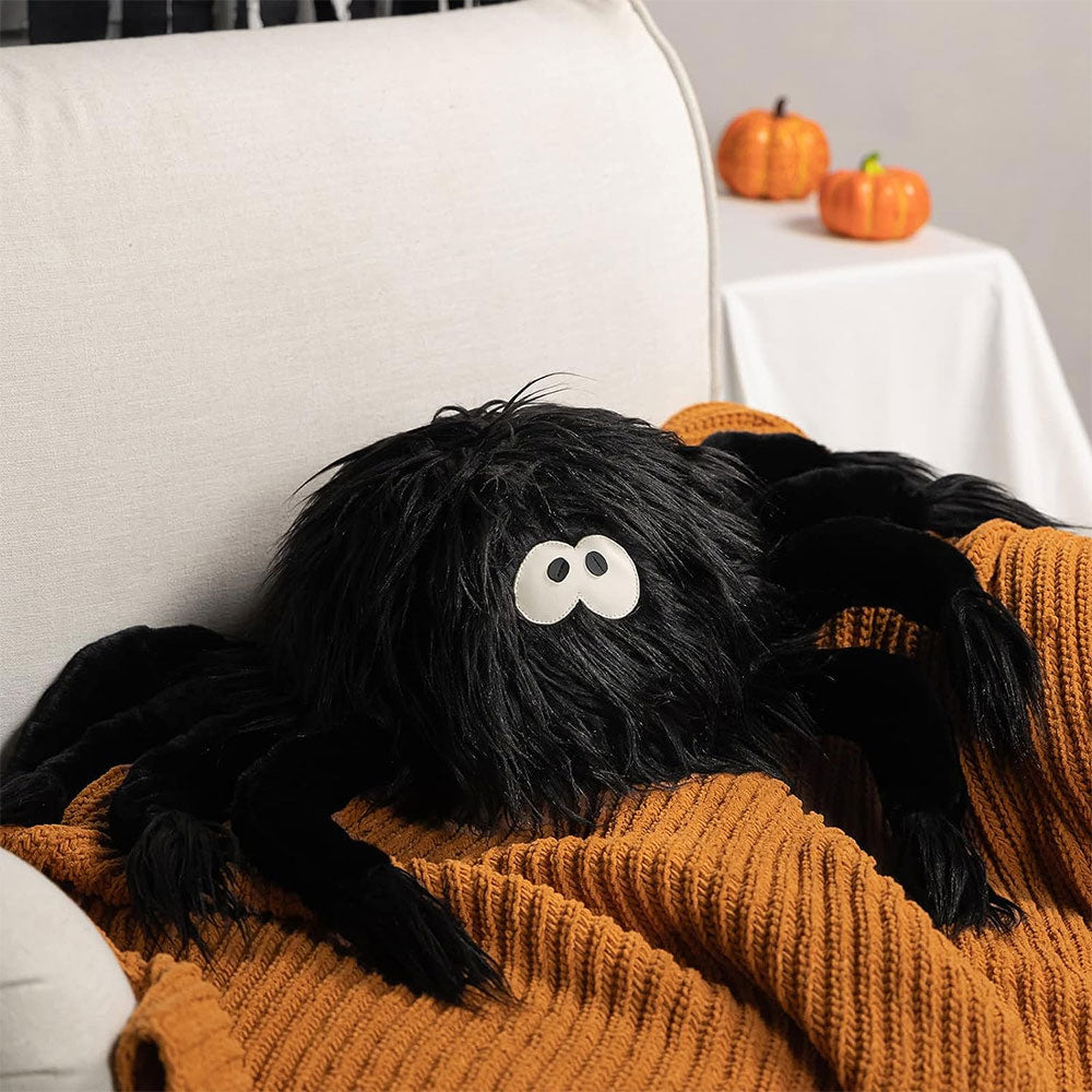 Halloween Spider Throw Pillow Black