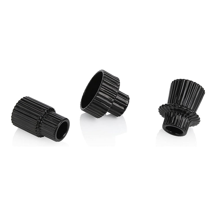 Black Glass Candlestick Holders 3 Pcs