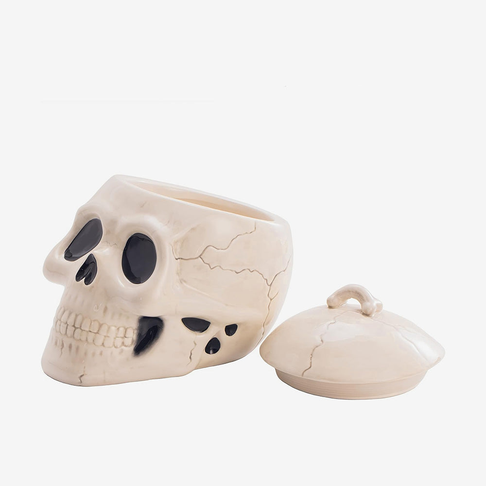 Halloween Skull Air Tight Ceramic Cookie Jar