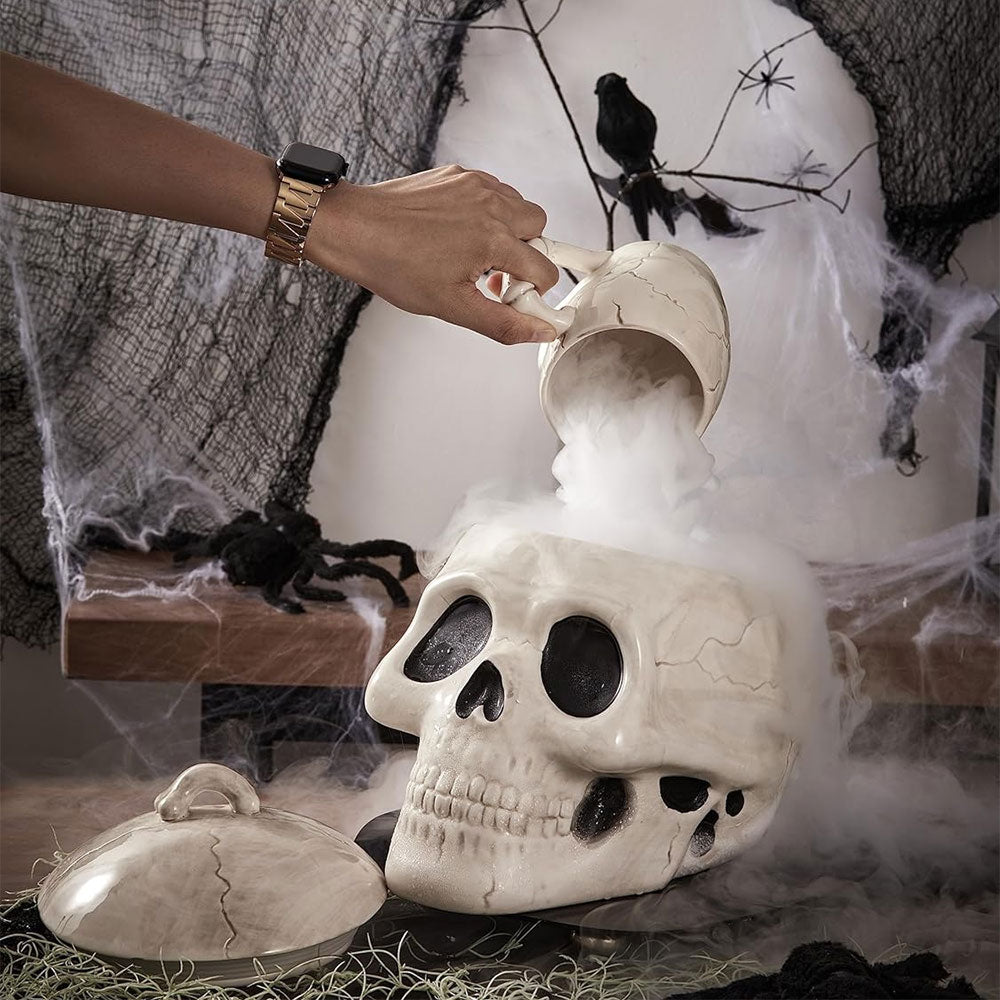 Halloween Skull Air Tight Ceramic Cookie Jar