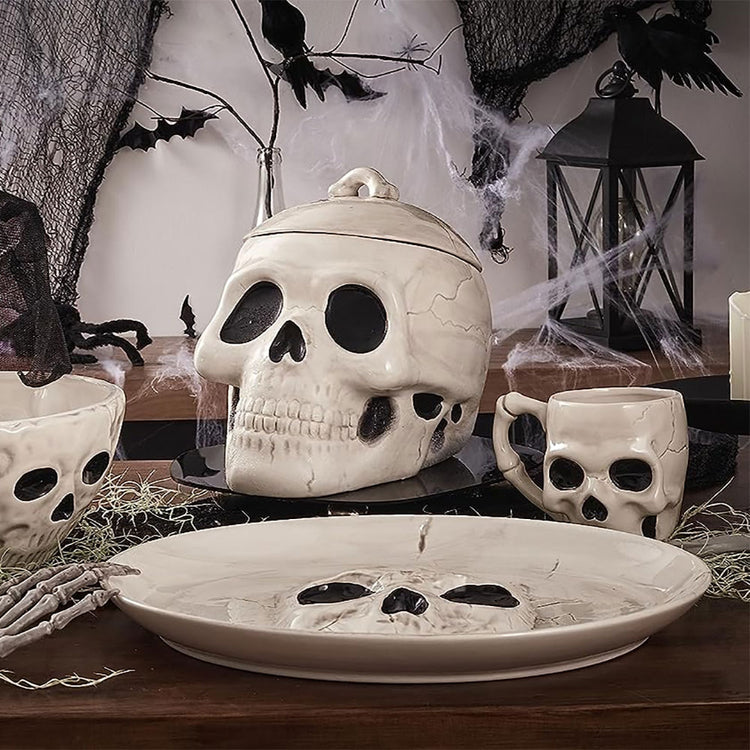 Halloween Skull Ceramic Oval Platter