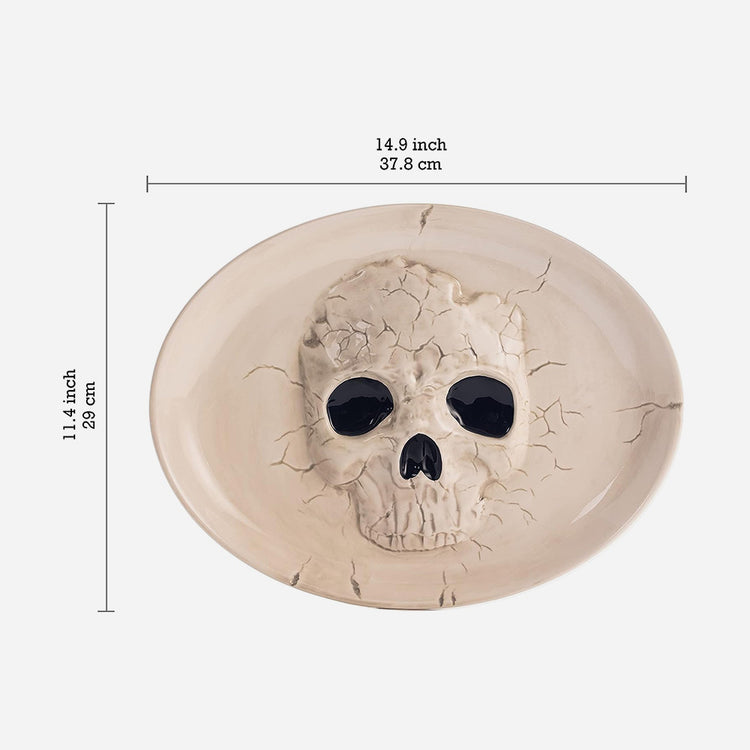 Halloween Skull Ceramic Oval Platter
