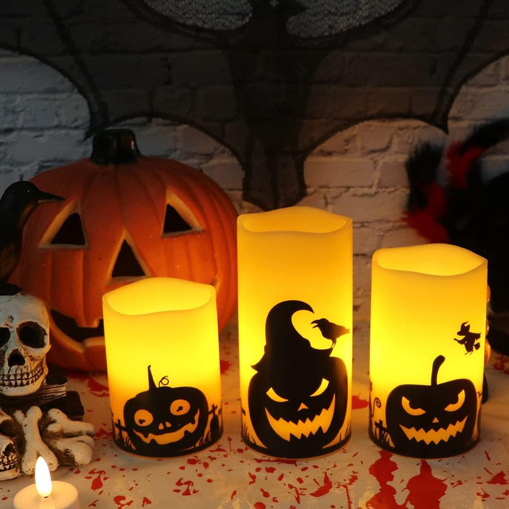 Halloween Flameless LED Candles Pumpkin Decals