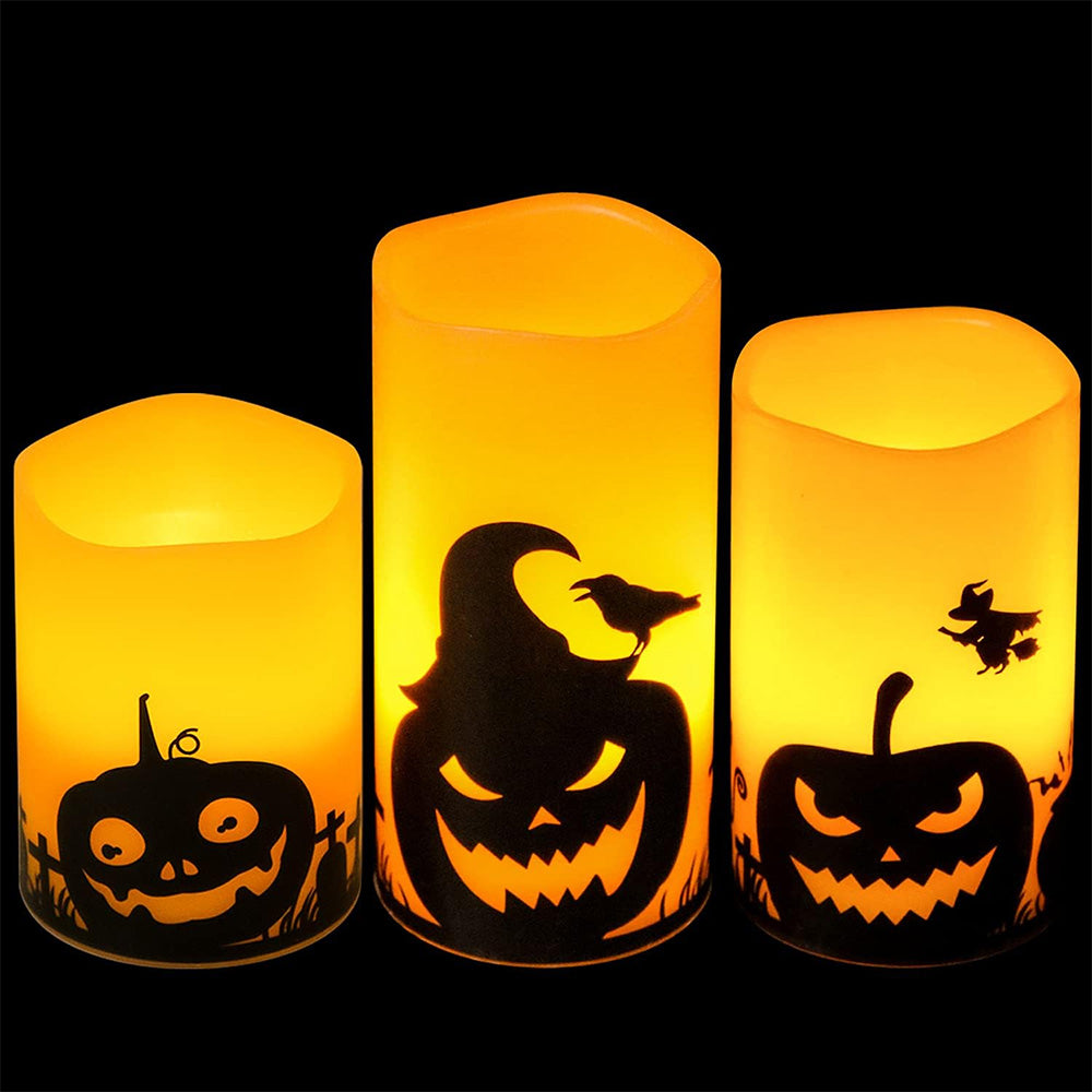 Halloween Flameless LED Candles Pumpkin Decals
