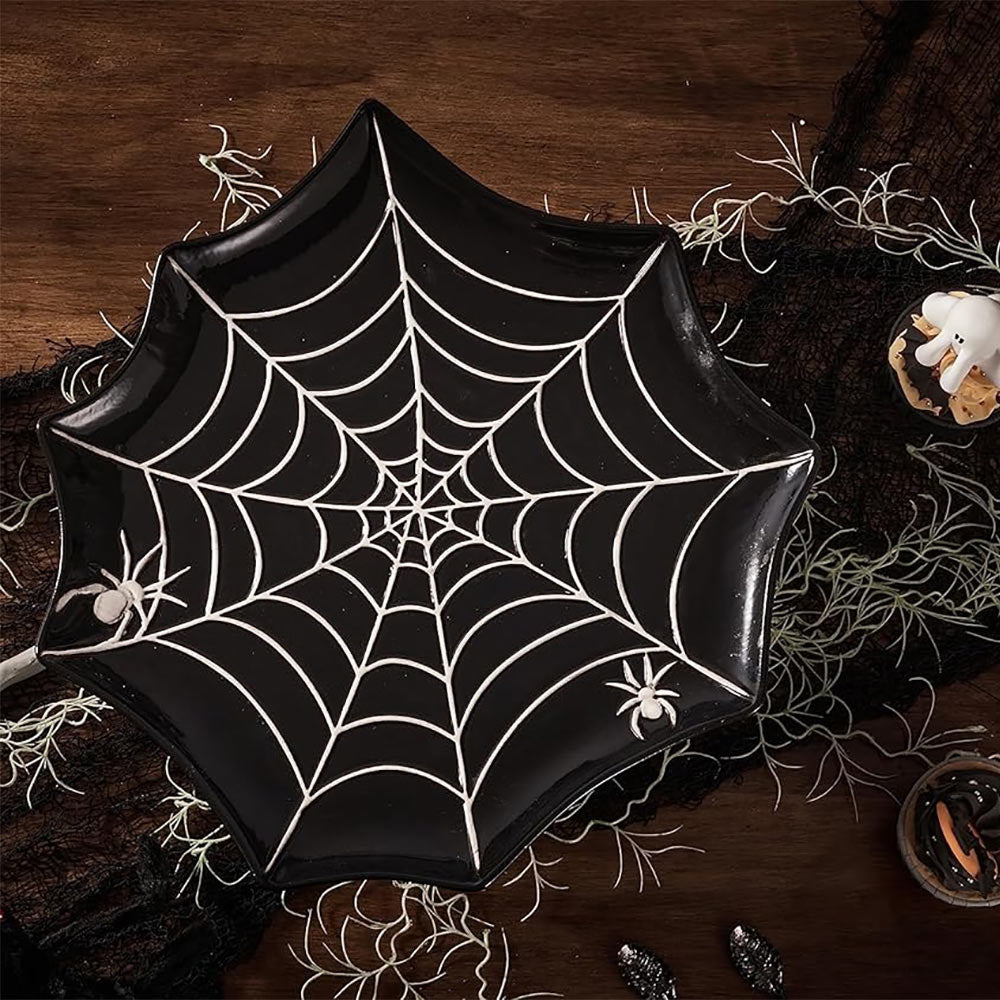 Halloween Spider Web Ceramic Cake Stand