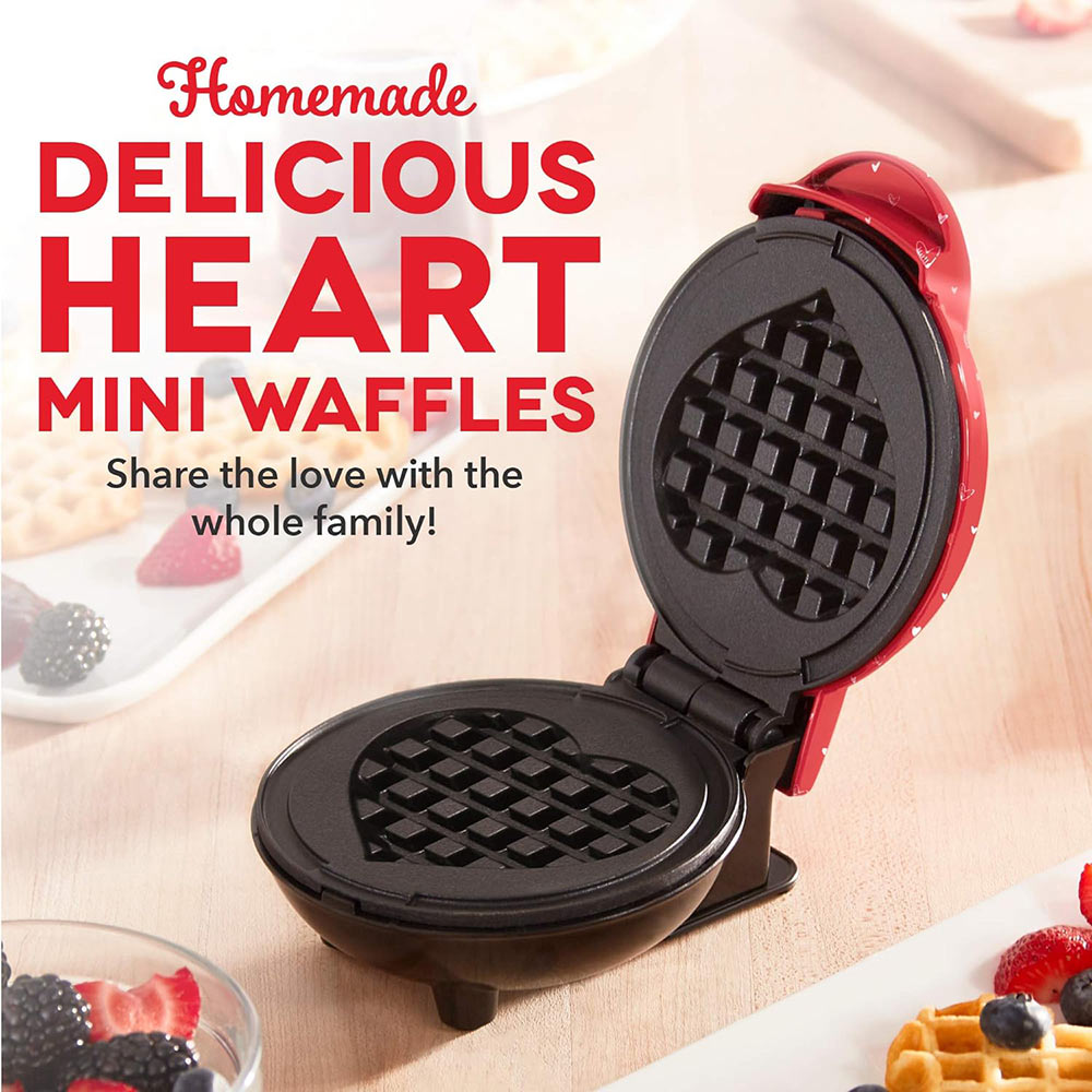 Dash Multi Mini Heart Waffle Maker, Red