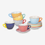 Ceramic Cappuccino Cups with Saucers Set of 6