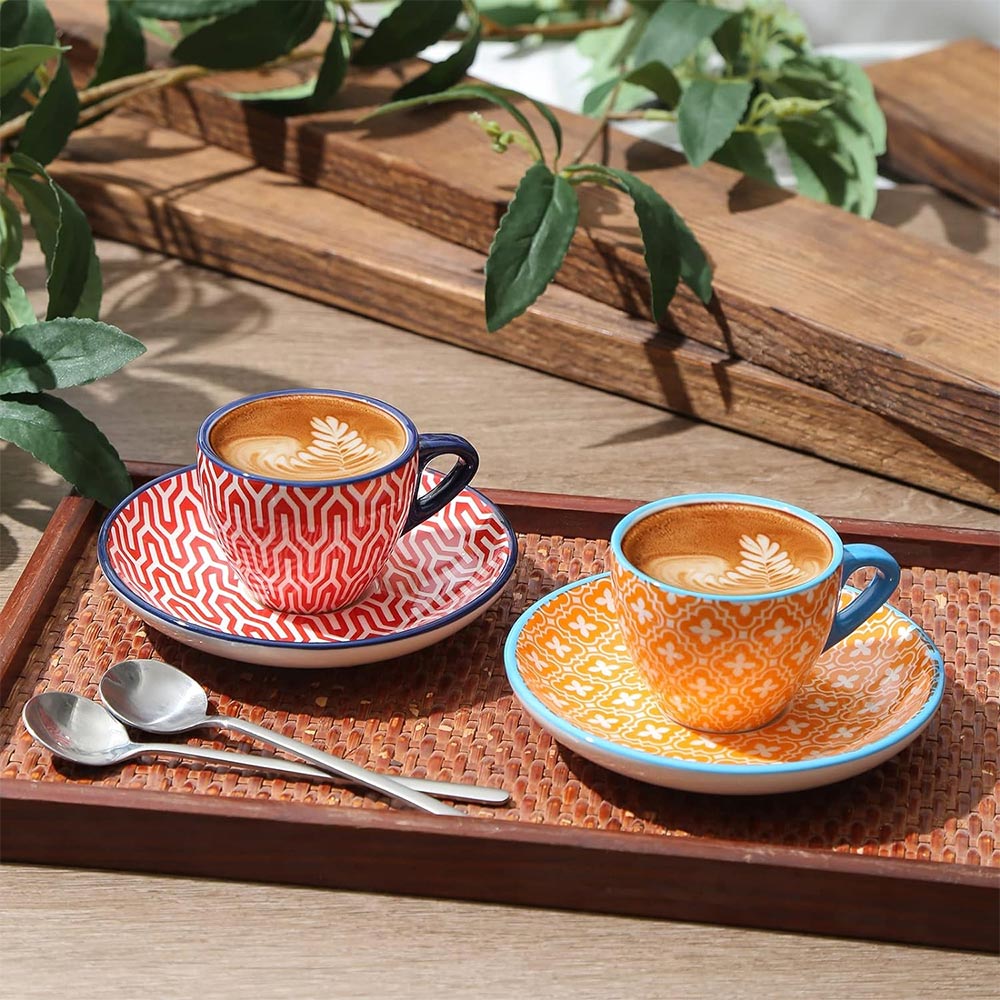 with Causa Saucers 6 Set Espresso Ceramic Animi of Cups –