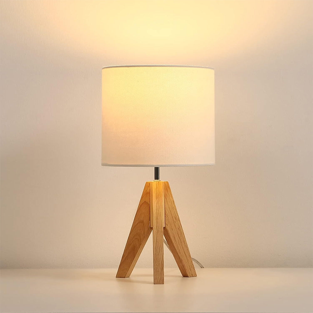 Small Wooden Tripod Table Lamp