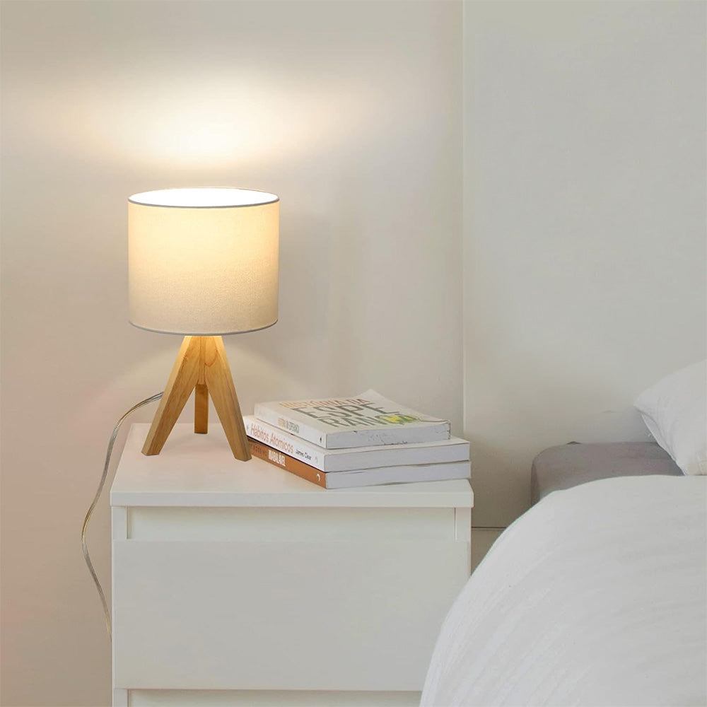 Small Wooden Tripod Table Lamp