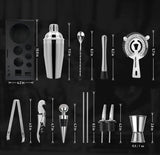 Professional Bar Tool Set  - 15 Pcs Bartender Kit with Stand
