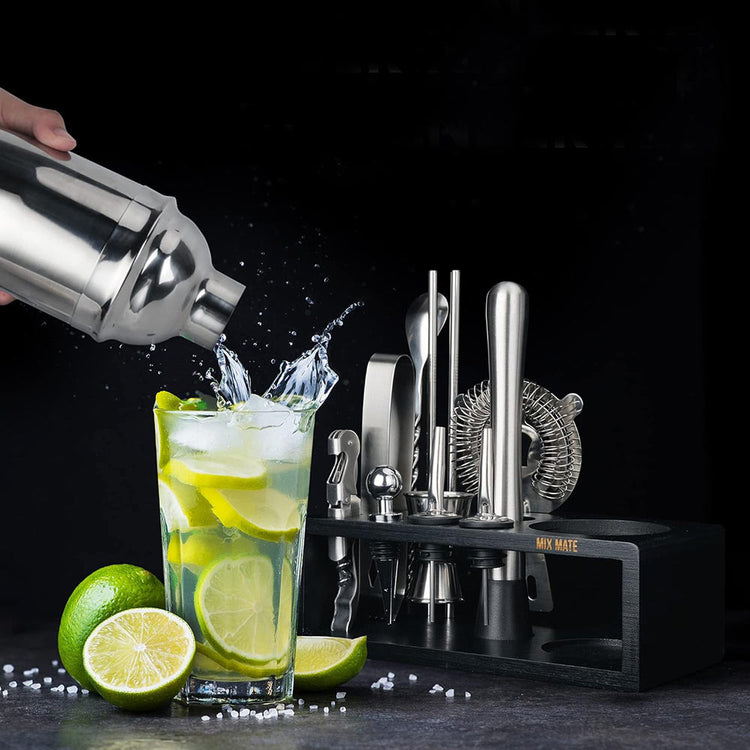 Professional Bar Tool Set  - 15 Pcs Bartender Kit with Stand