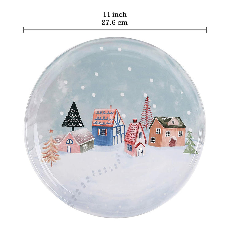 Nordic Village Ceramic Dinner Plates Set of 4