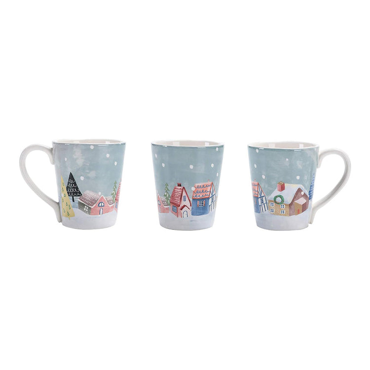 Nordic Village Ceramic Mugs Set of 4