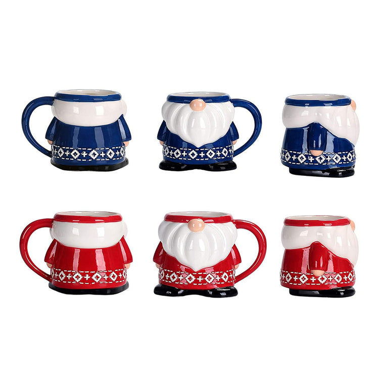 Ceramic Christmas Gnome Mugs Set