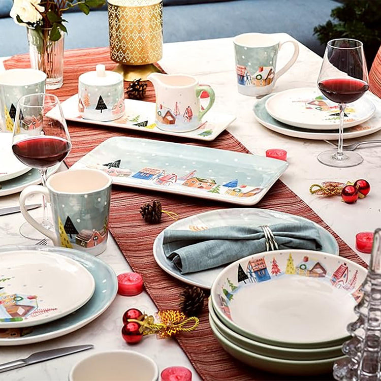 Nordic Village Ceramic Dinner Bowls Set of 4