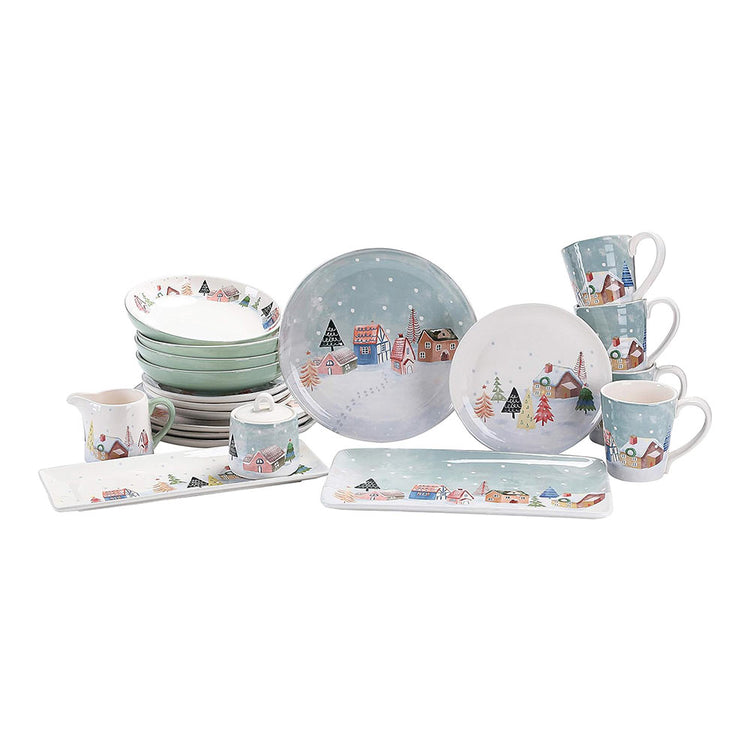 Nordic Village Ceramic Dinner Bowls Set of 4