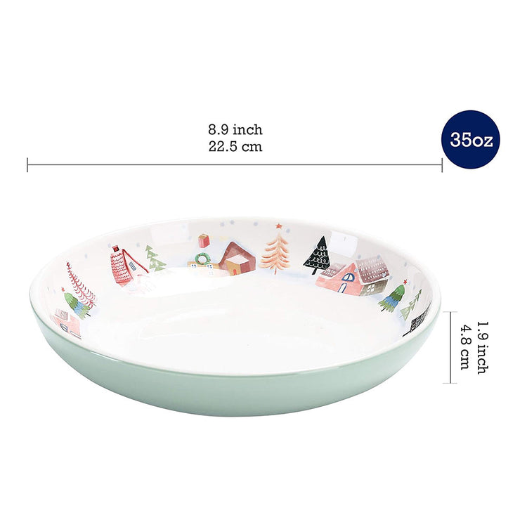 Nordic Village Ceramic Dinner Bowls Set of 4