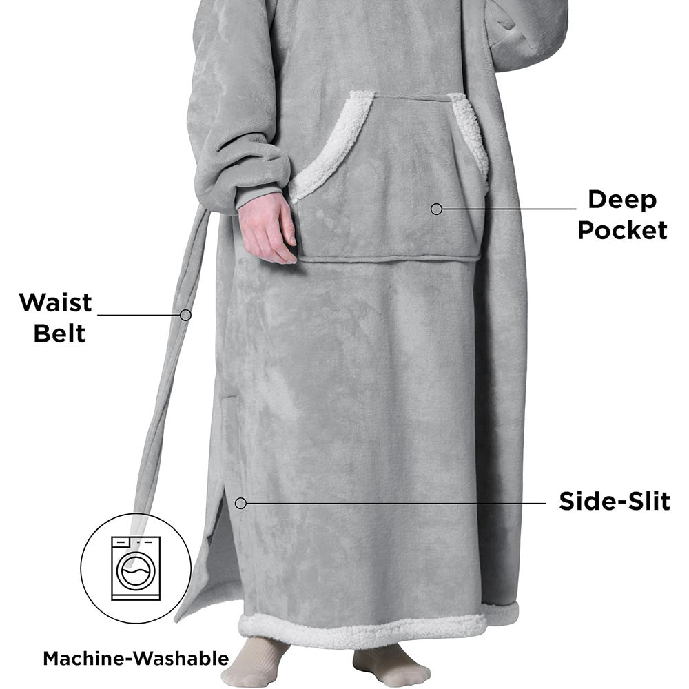 UMIPUBO Oversized Hoodie Deken - Draagbare Sherpa Hoodie Voor Volwassenen | Grijs | 80x110 Cm