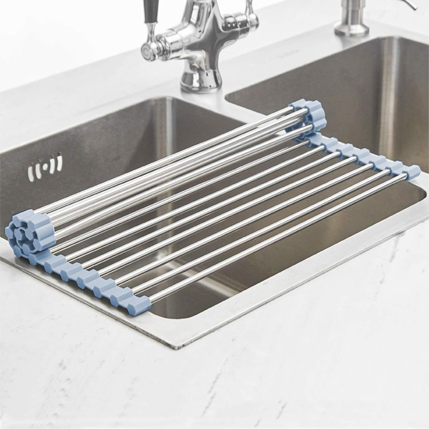 Zulay Kitchen Multipurpose Roll Up Sink Drying Rack, Gray 17