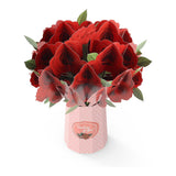 3D Pop up Red Rose Bouquet Greeting Card with Envelope