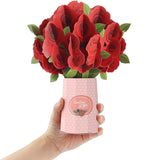 3D Pop up Red Rose Bouquet Greeting Card with Envelope