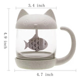 Cat and Fish Glass Mug Tea Infuser