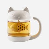 Cat and Fish Glass Mug Tea Infuser