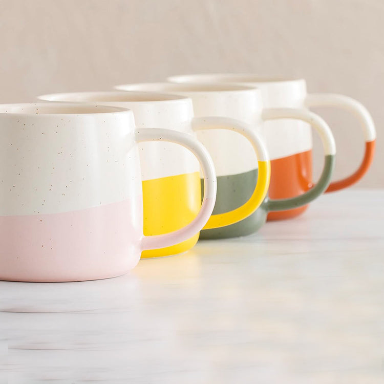 Two-Tone Ceramic Glazed Mugs Set of 4