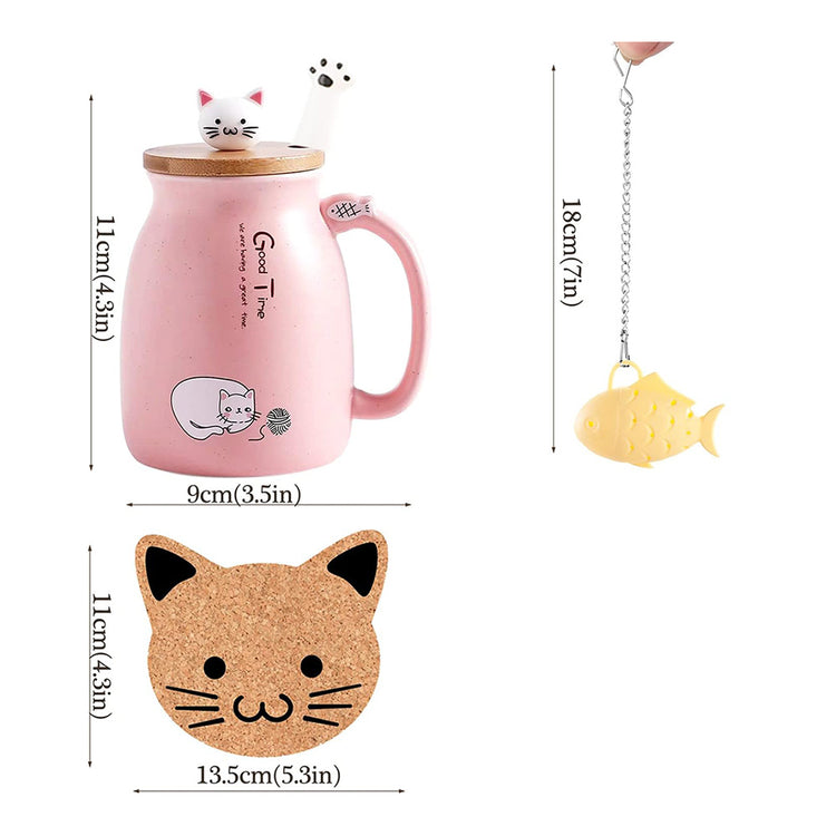 Ceramic Cat Mug with Tea Infuser