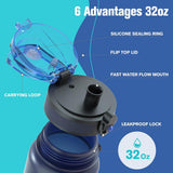 Motivational Water Bottle with Time Marker 32oz