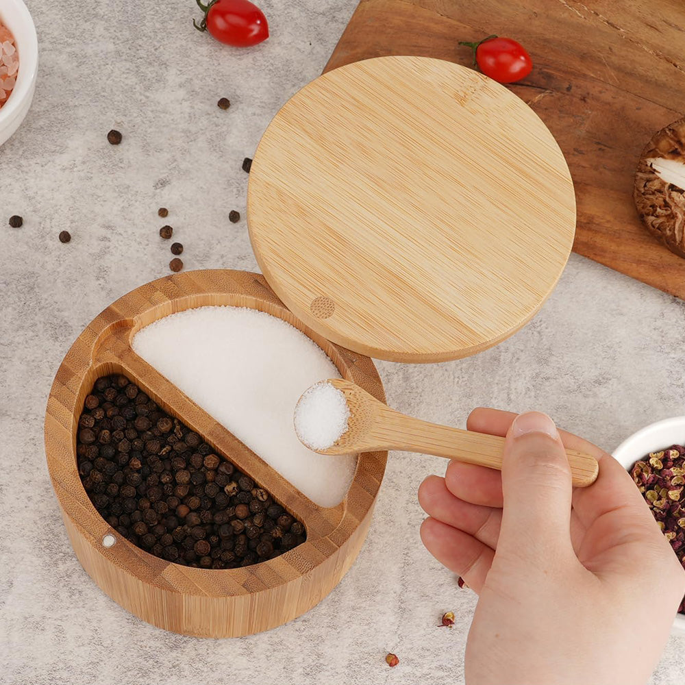 Salt and Pepper Bamboo Bowl With Spoon