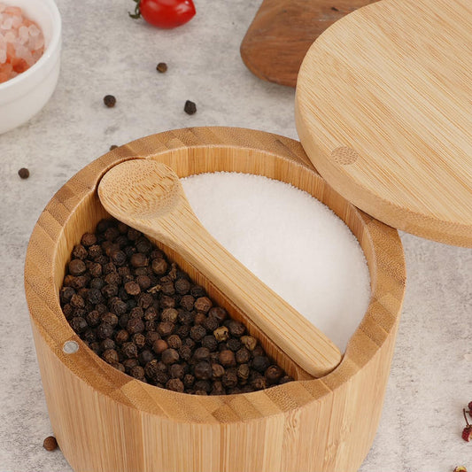Salt and Pepper Bamboo Bowl With Spoon