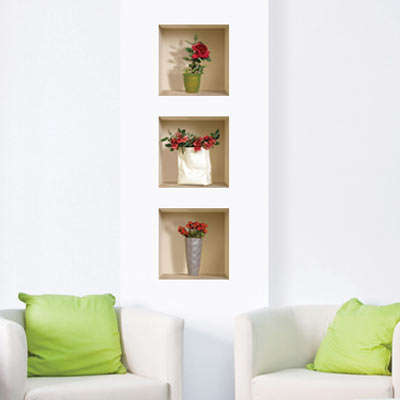3D Effect Rose Vase Wall Decal