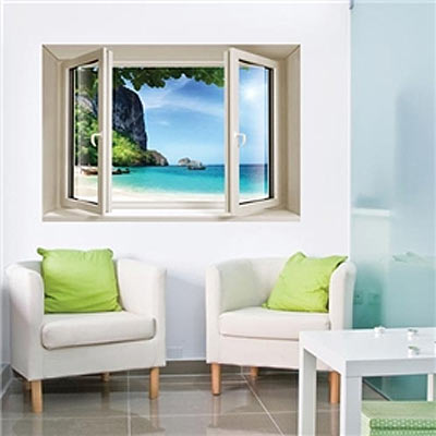 3D Effect window Sea View Wall Decal