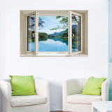 3D Effect window Lake View Wall Decal