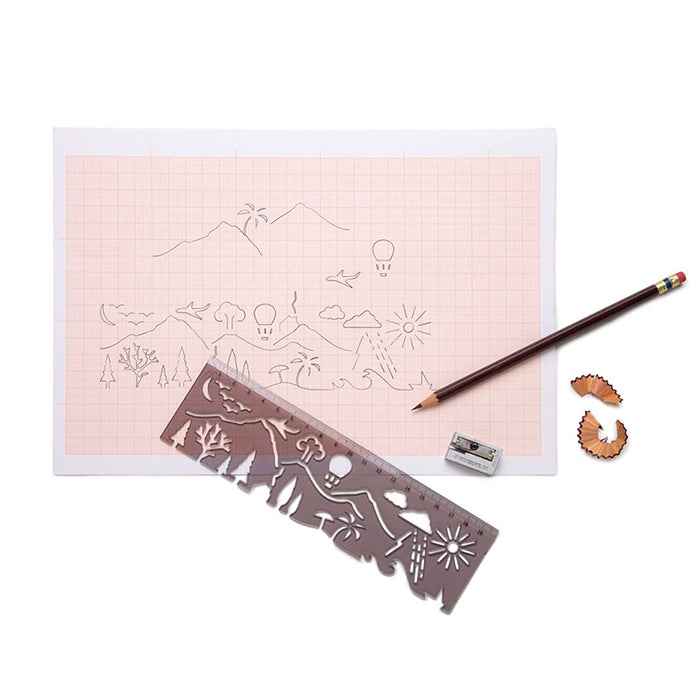 Landscape - stencil & ruler
