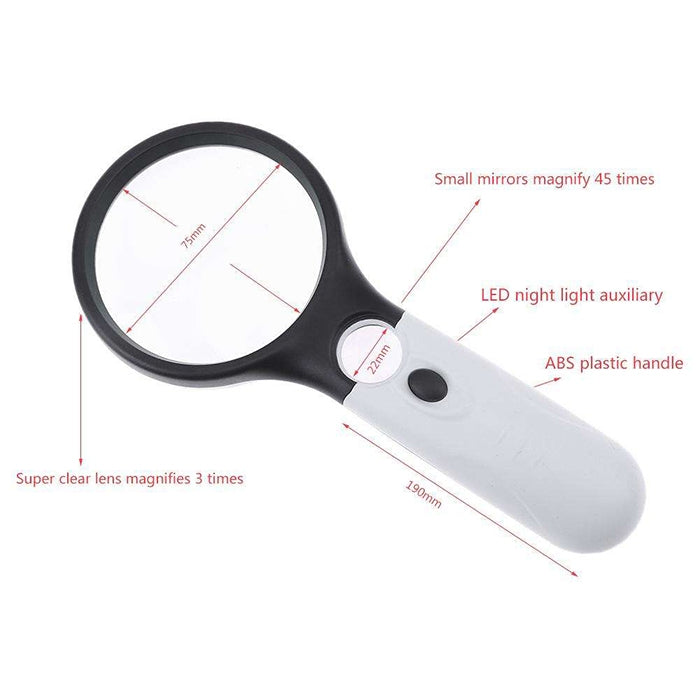 Handheld Magnifier with 3 LED Lights